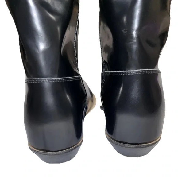 CHLOE Nellie Black Leather Western Knee High Boots Tall Cowboy EU37.5 US7.5 NWOB - Picture 7 of 10